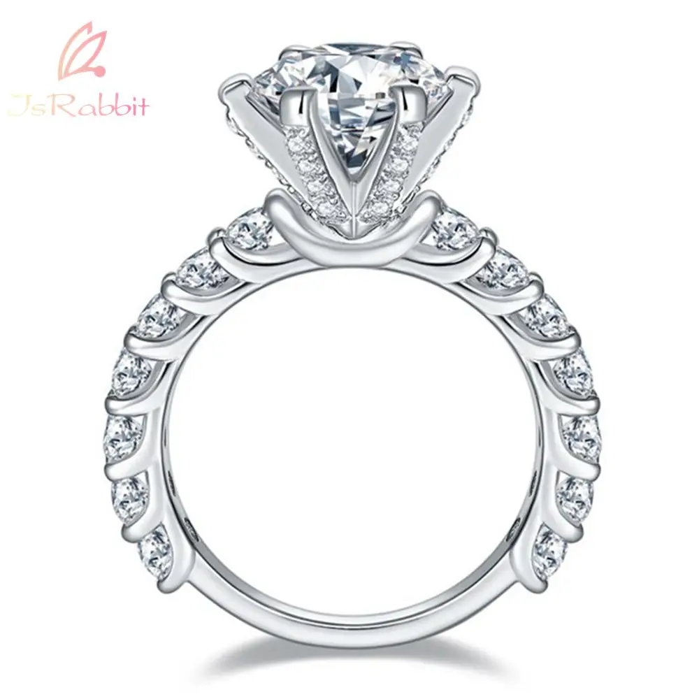 

IsRabbit 18K Gold Plated 9MM VVS1 ALL Moissanite Diamond Wedding Anniversary Ring 925 Sterling Silver Fine Jewelry Drop Shipping