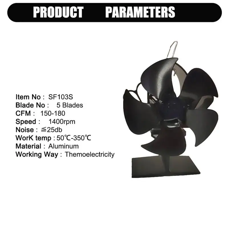 Blades Heat Powered Stove Fan Silent Fireplace Fan Thermal Power Burner Fan Efficient Heat Distribution Fireplace Accessories