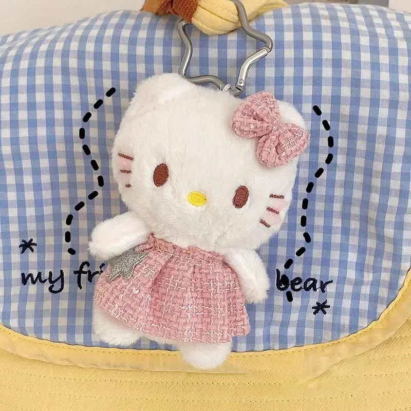 

1PCS 6cm Anime Sanrio Figure Keychain Hello Kitty Plush Doll Kawaii Soft Stuffed Doll Keychain Car Backpack Bag Key Ring Gift