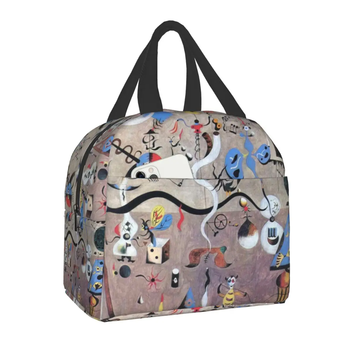 

Joan Miro Abstract Graffiti Art Insulated Lunch Bag for Women Resuable Surrealism Cooler Thermal Lunch Box Beach Camping Travel