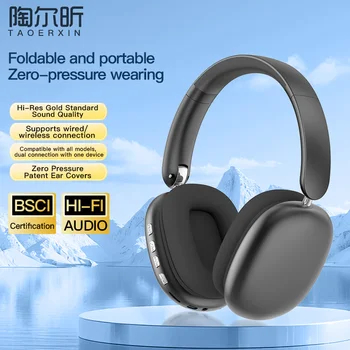 Cuffie Bluetooth Over-Ear Wireless HiFi per Musica e Gaming, Comode con Microfono per iPhone, Android, PC, Viaggi, Sport, Regalo Unisex