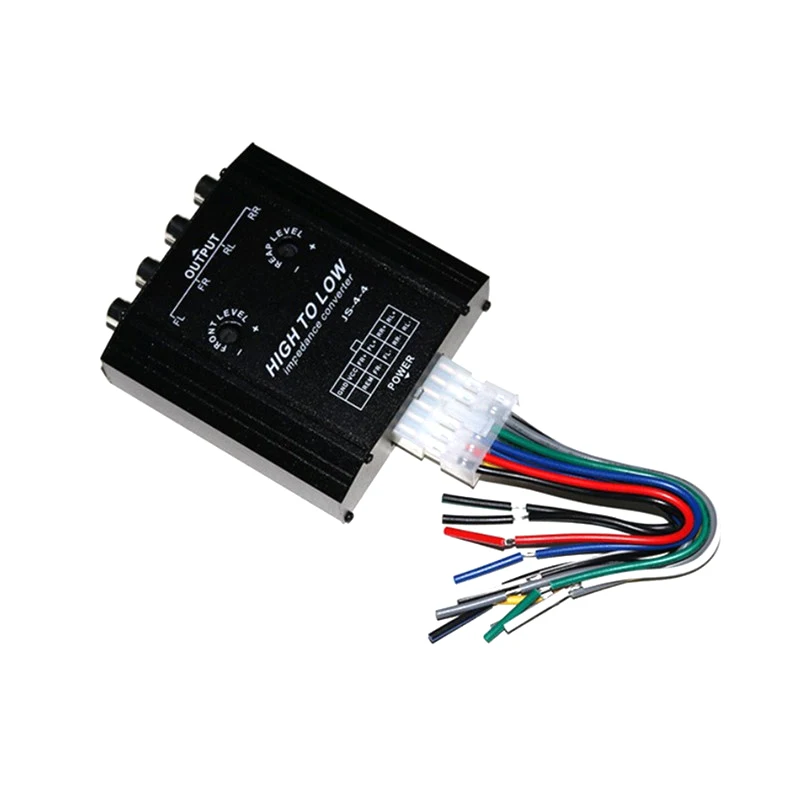 12V 4-Channel Car Audio Converter, High to Low RCA Adapter with Frequency Filter for Car Stereo & Radio Systems
