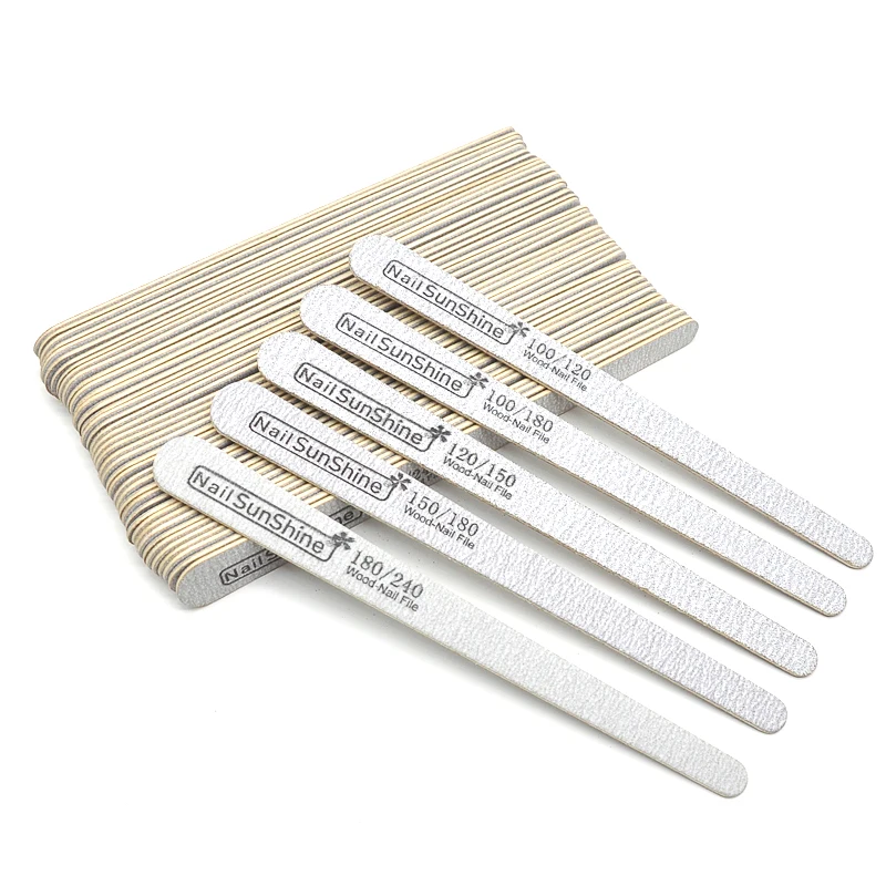 

25 Pcs/Lot Emery Board Wooden Nail Files Double Side 100/180/240 Grit Cuticle Files Zebra Sandpaper Polishing Nails Care Tools