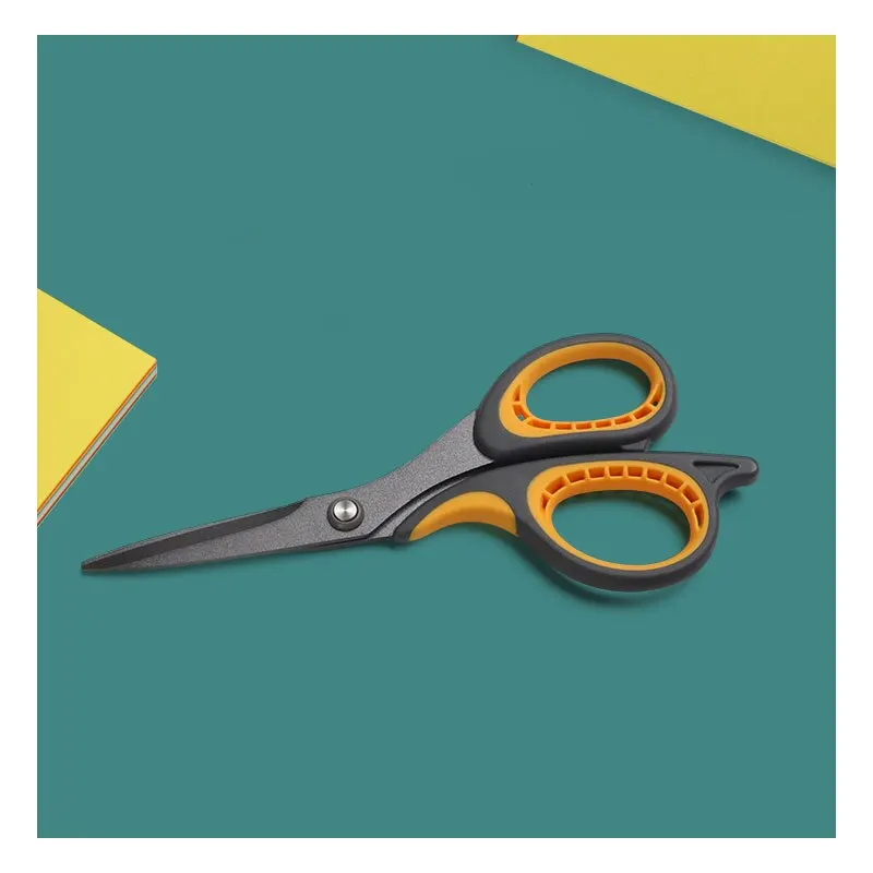 Scissors Stainless Steel Household Multi-functional Office Tailor's Hand soft handle portable cutter stationery black blade