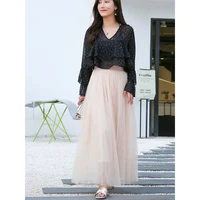 Vintage Tulle Skirt Women Streetwear Elastic High Waist Mesh Pleated Skirts Summer Elegant Korean A Line Office Ladies Skirt New - Image 4