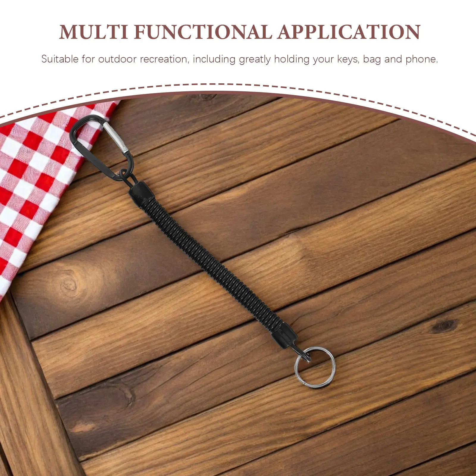 4pcs 분실 방지 키체인 개폐식 스프링 코일 코드 버클 야외 레크리에이션용 내구성 있는 탄성 로프 번지 끈 안전 장치