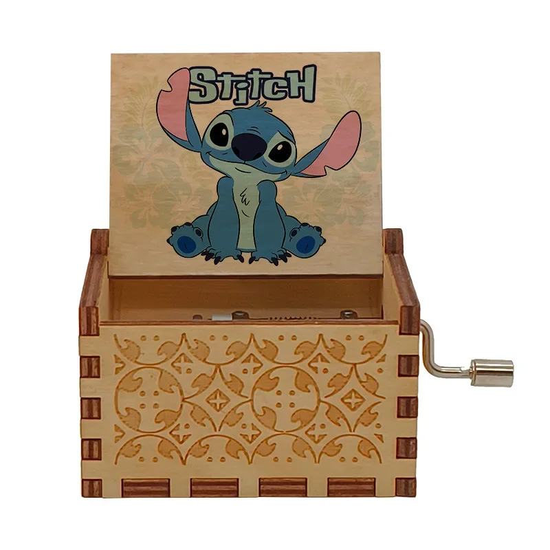 Carousel Music Box Music Box New Stitch Music Box Cute Cartoon Wooden Vintage Hand-Cranked Musical Box