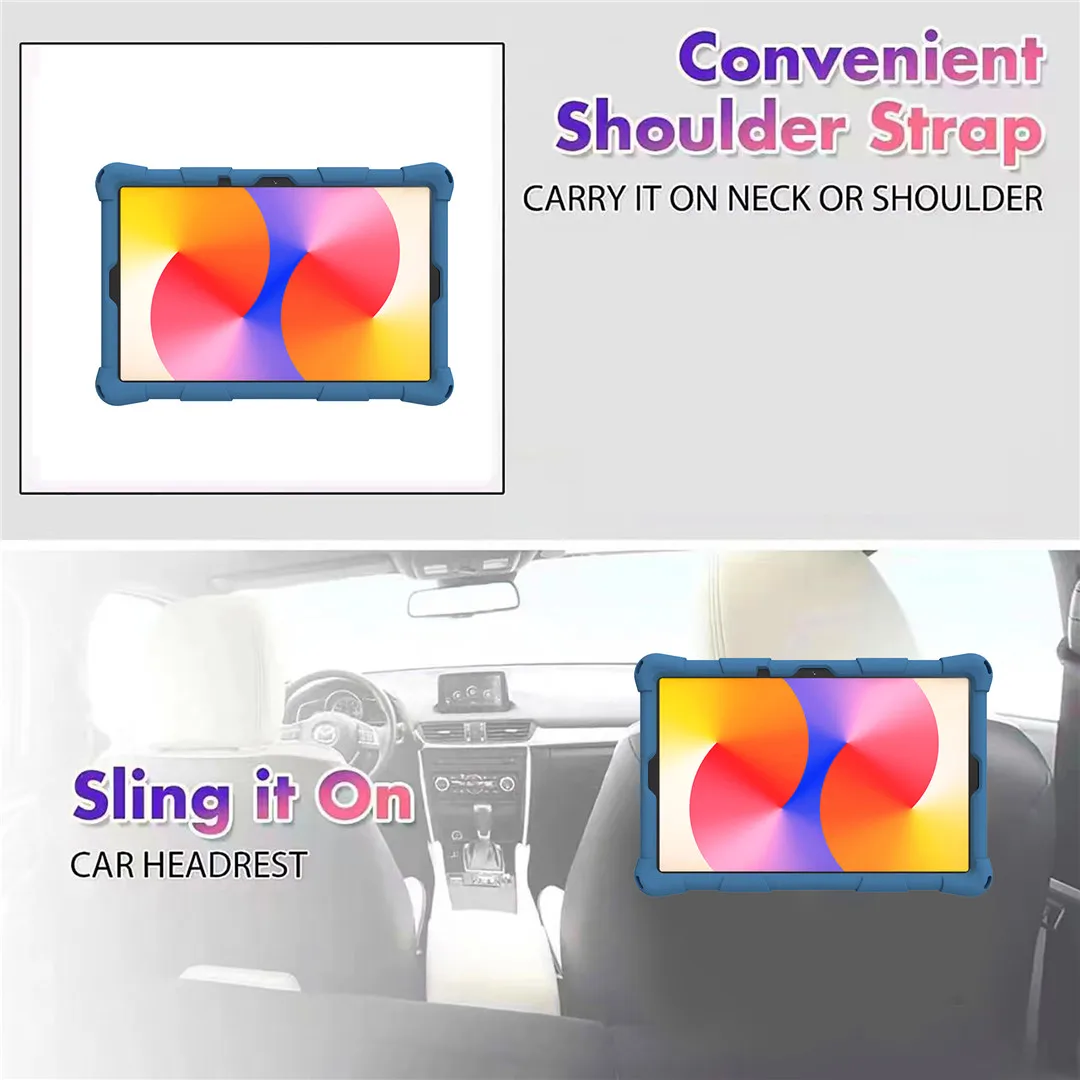 Soft Silicone Kids Tablet Cover with Stand and Shoulder Strap