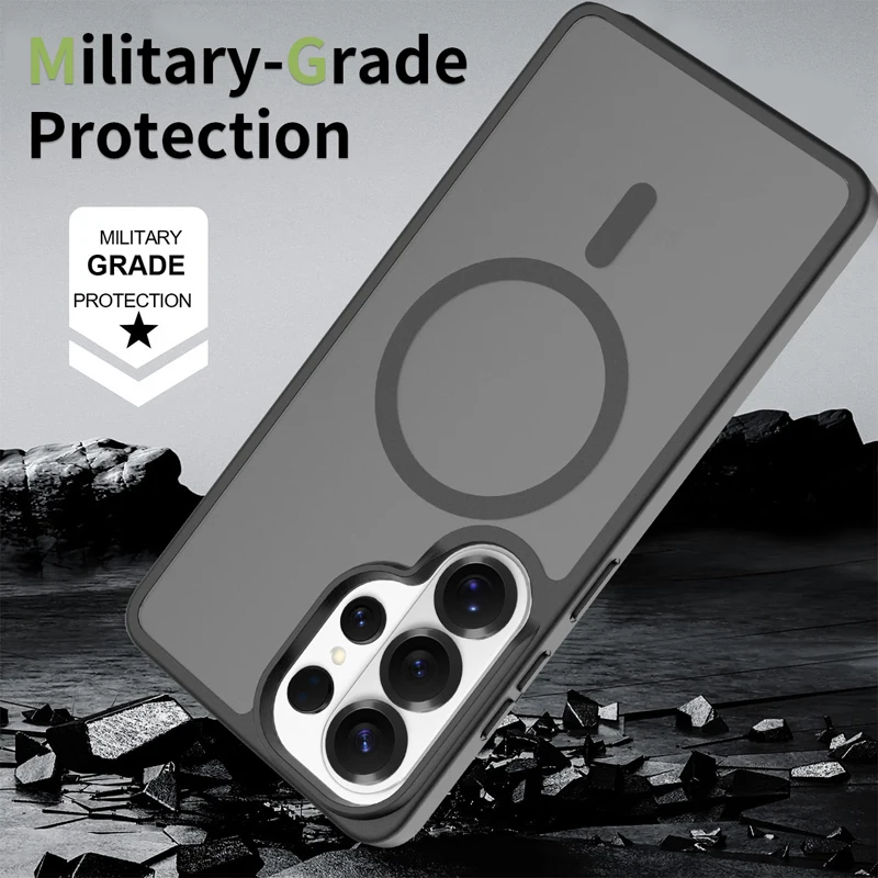 Magnetic Attraction Shockproof Matte Phone Case - Semi-Transparent, Skin Feel, Hard PC Back Cover