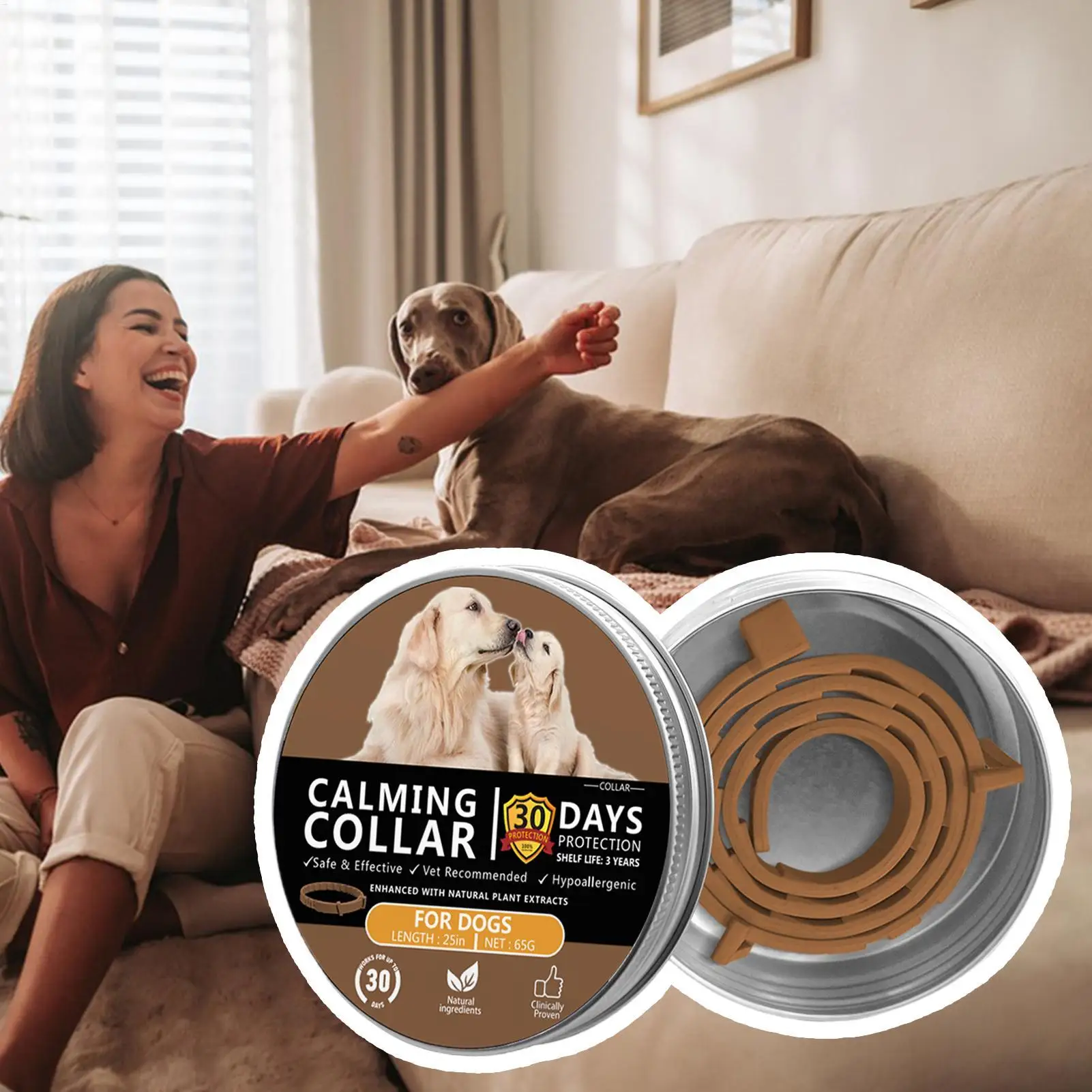 Calming Collar For Dog Flexible Waterproof Trainer 25in Calming Collar For Dog For Travel Stress Grooming Training Security