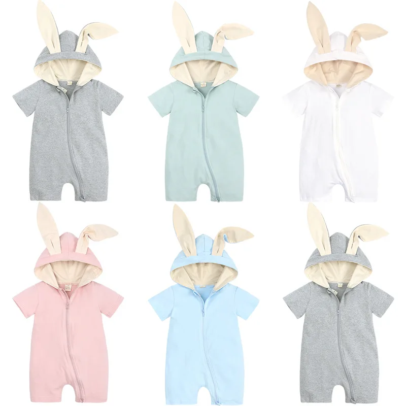 

Cute Rabbit Ears Baby Rompers Toddler Girl Overall Jumpsuit Summer Cotton Infant Boys Romper Newborn Clothes 0 3 6 9 12 18 Month