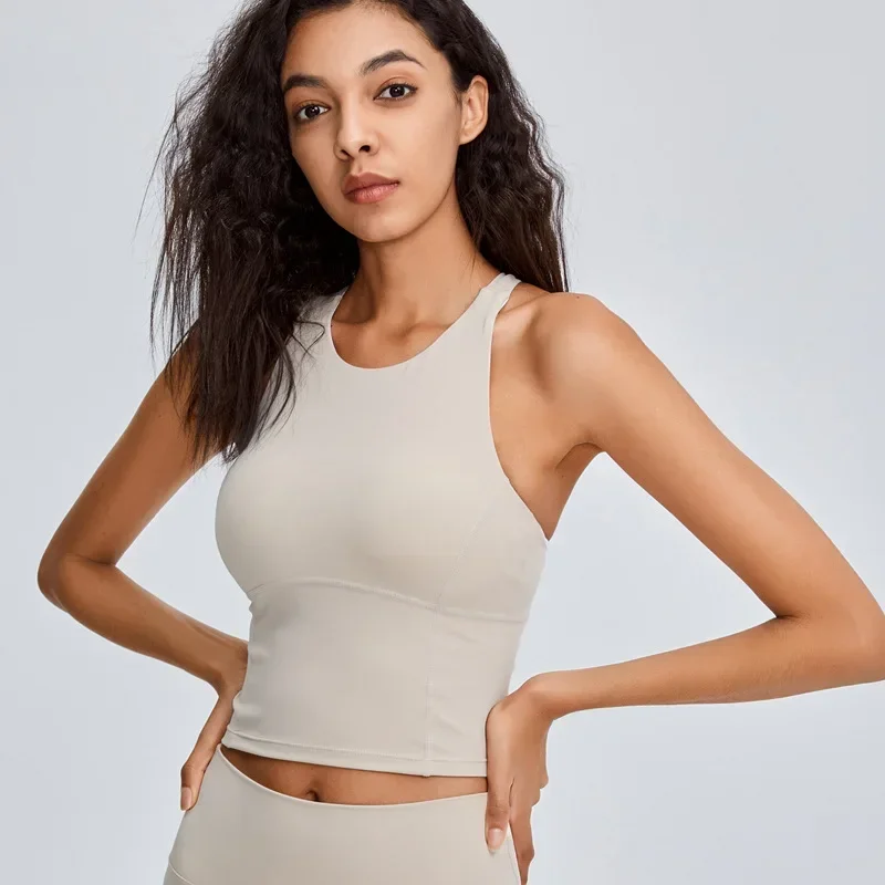 Comfy Cross Back Wide Strap Push-Up Sports Bra for Women - Shockproof Fitness Crop Top with Padded Support
