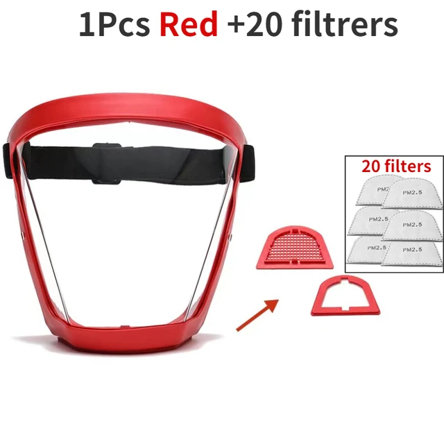 Security protection Transparent full face shield safety glasses Protective Cover WindProof Anti-fog Eye Protection Face Mask 1 mask 20Filters