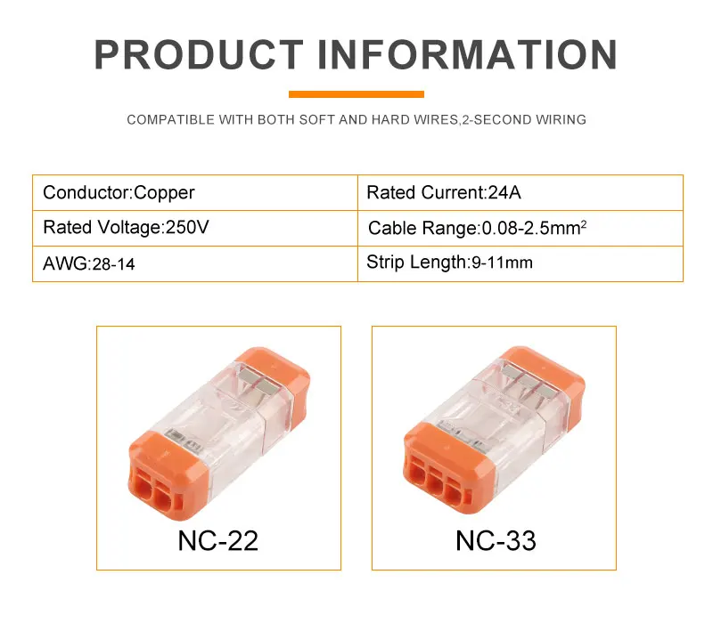 10PCS Quick Easy Push-in Draht Anschlüsse 2/3 Pins Steckbare Butt Leiter Terminal Block Universal Kompakte Elektrische Ausrüstung – Detail 2