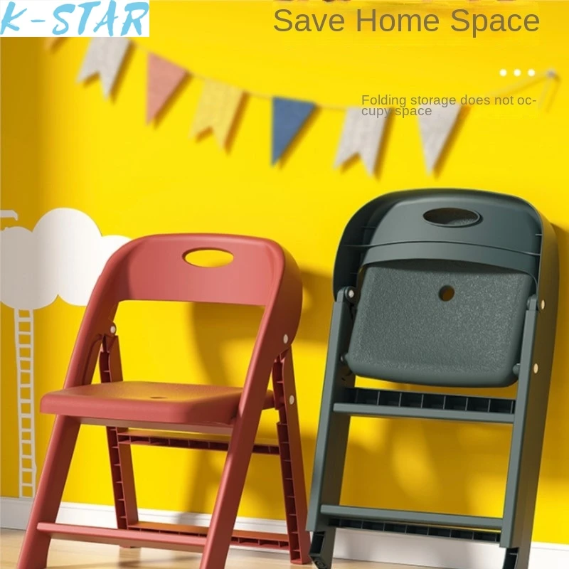 Children Study Chair K-star Plastic Folding Lightweight Chair Backrest Portable Small-sized Thickened Children's Kindergarten Small Chair