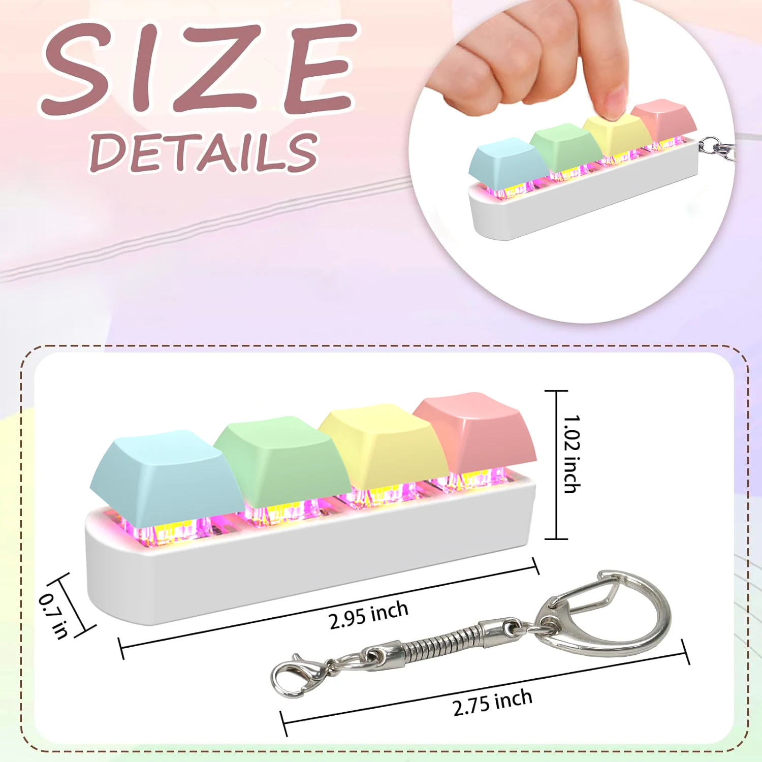fidget toy LED keyboard key stress relief DIY keycap keychain