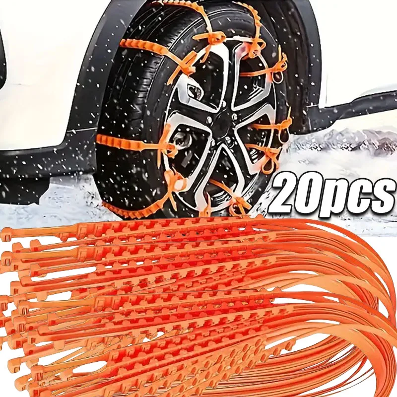 Tire Chains 10/20pcs Winter Car Snow Chain Antiskid Car Motorcycle Outdoor Snow Tire Emergency Anti-Skid Tyre Chains Auto Accessories