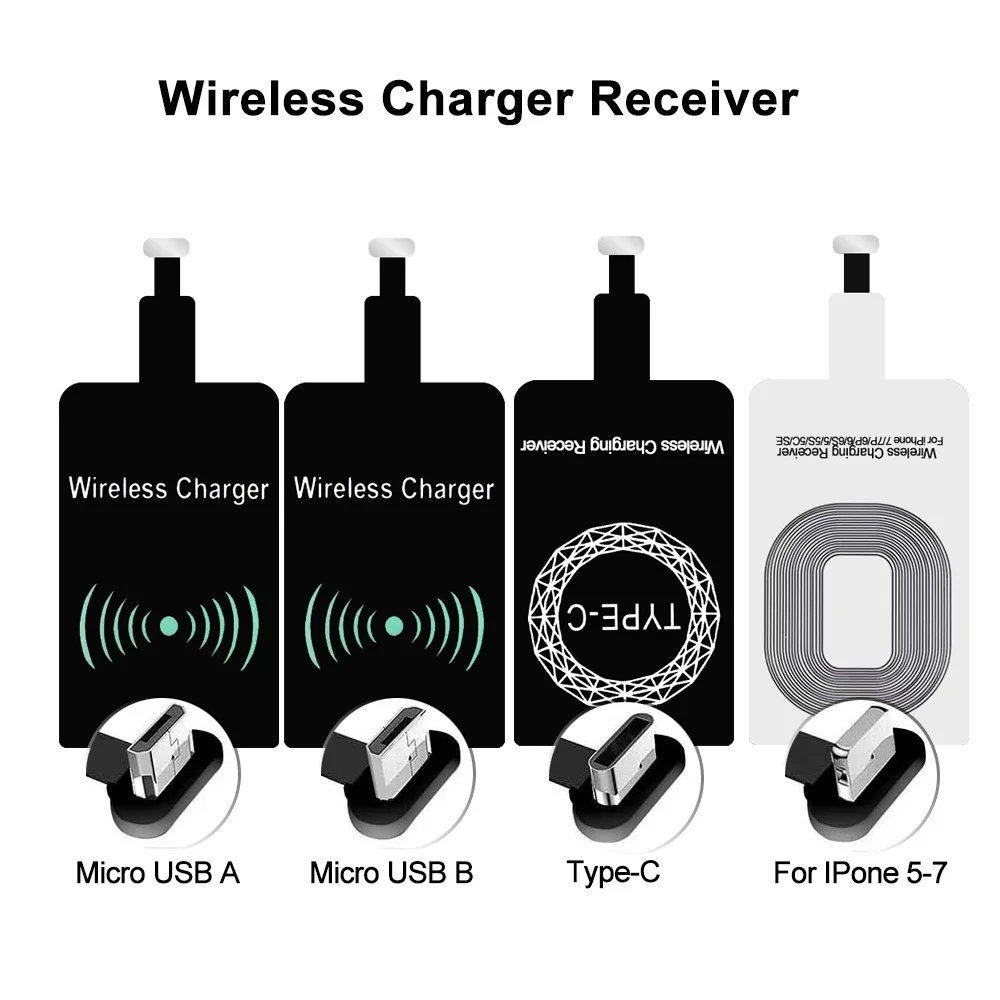 Receptor de carga inalámbrica Universal, Micro USB tipo C, Qi, para iPhone  6, 7 Plus, 5S, Samsung, Huawei, Xiaomi, Redmi, OPPO VIVO - AliExpress