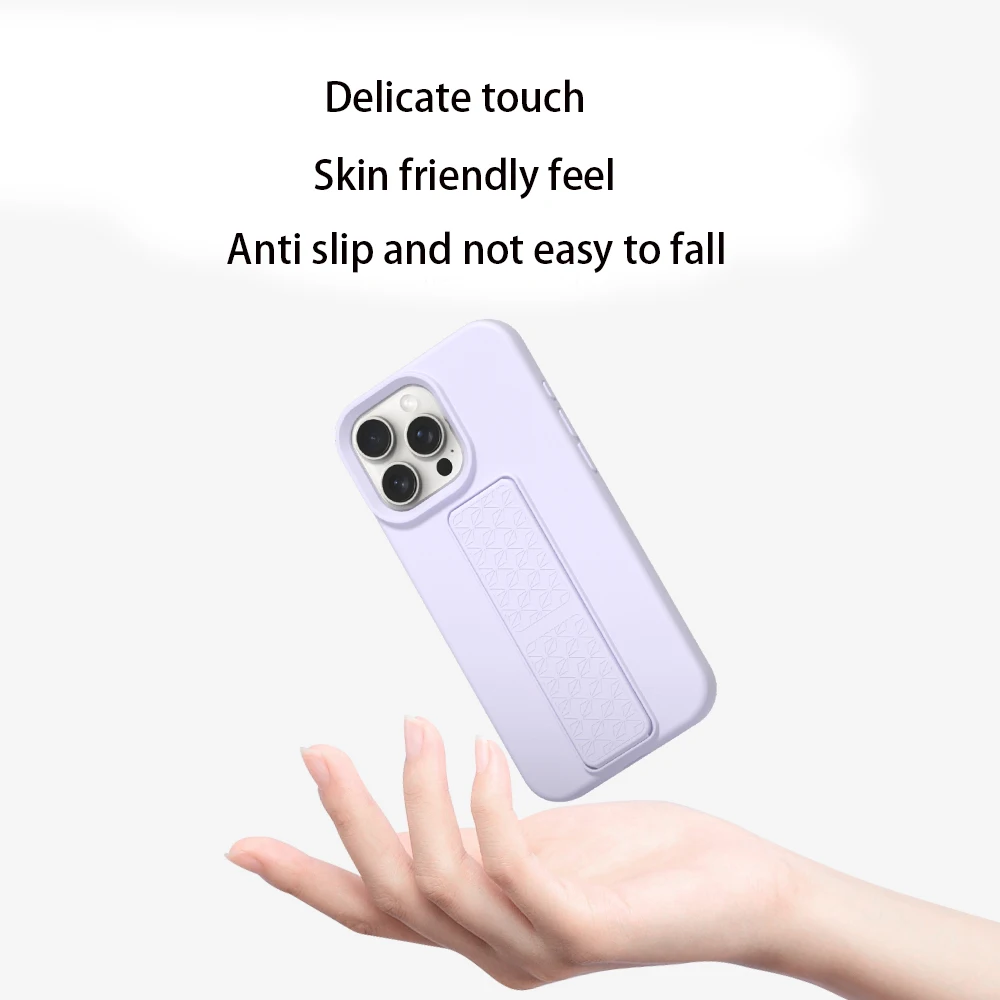 Liquid Soft Silicone Phone Case with Invisible Folding Stand Holder - Air Shockproof Cover