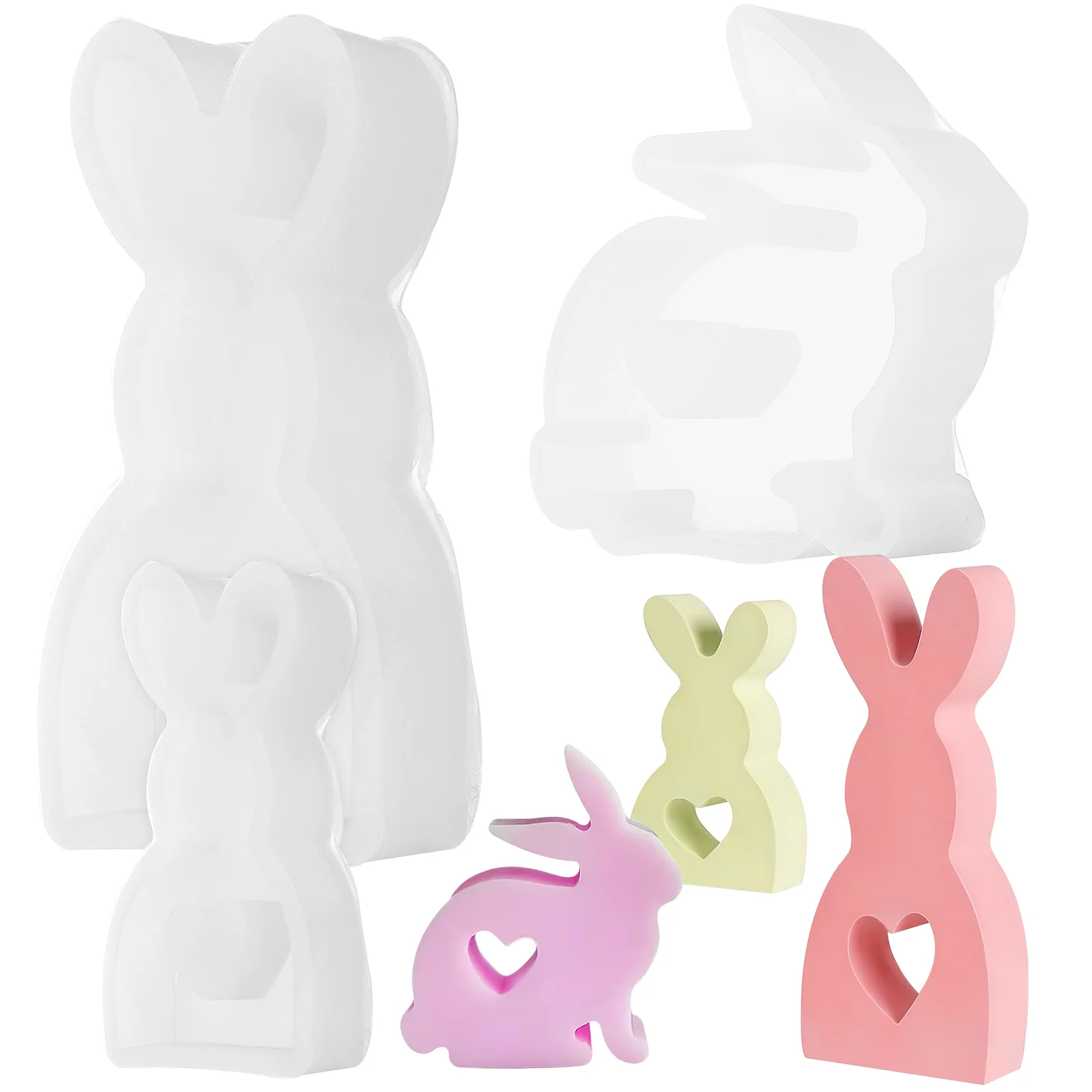 

3 Pcs Silicone Molds Easter Bunny Stencil Mini Cookie Cutters Rabbit Candy Stencils