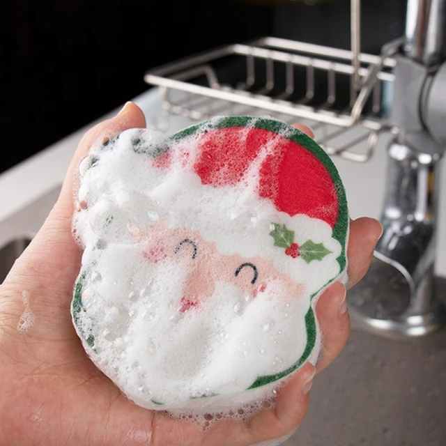 Christmas Cleaning Sponge Household Scouring Pad Kitchen Wipe