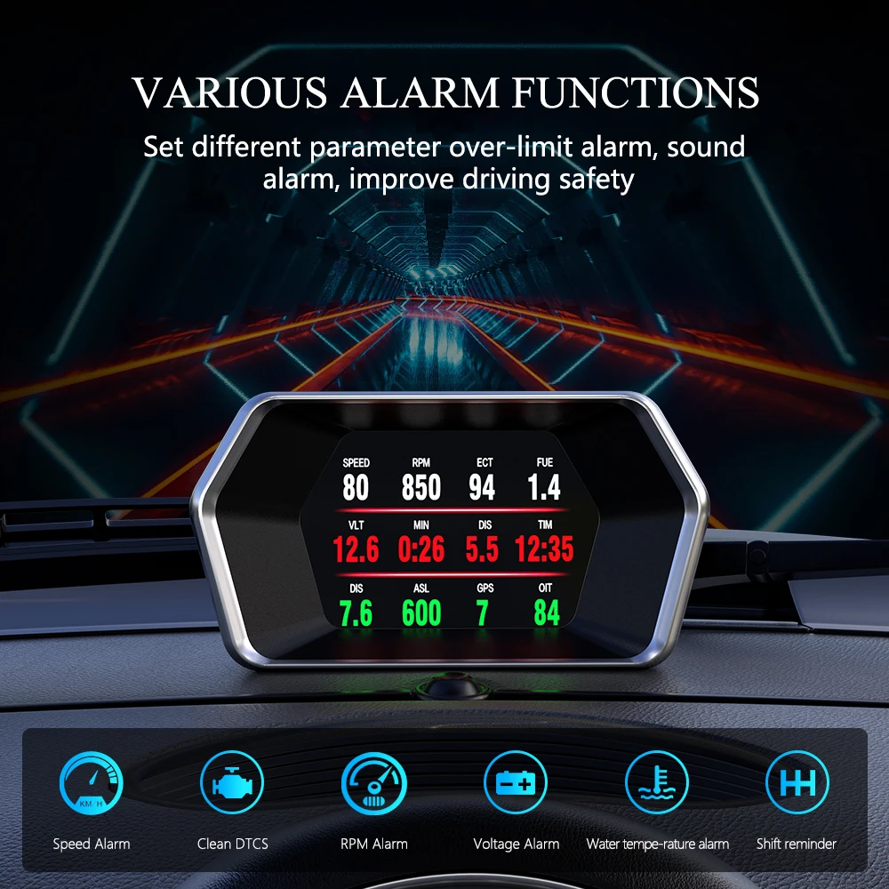 WiiYii P17 OBD2 + GPS Ʈ    ÷, HUD ڵ  ӵ ˶ ð ͺ νƮ  ڵ