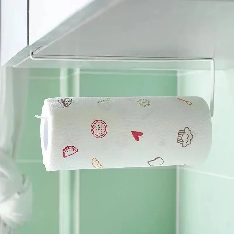 Paper Roll Holder Towel Rack Cling Film Storage Rack Bathroom No Punching Storage Rack Hanging Shelf Kitchen Tissue Accessories 4