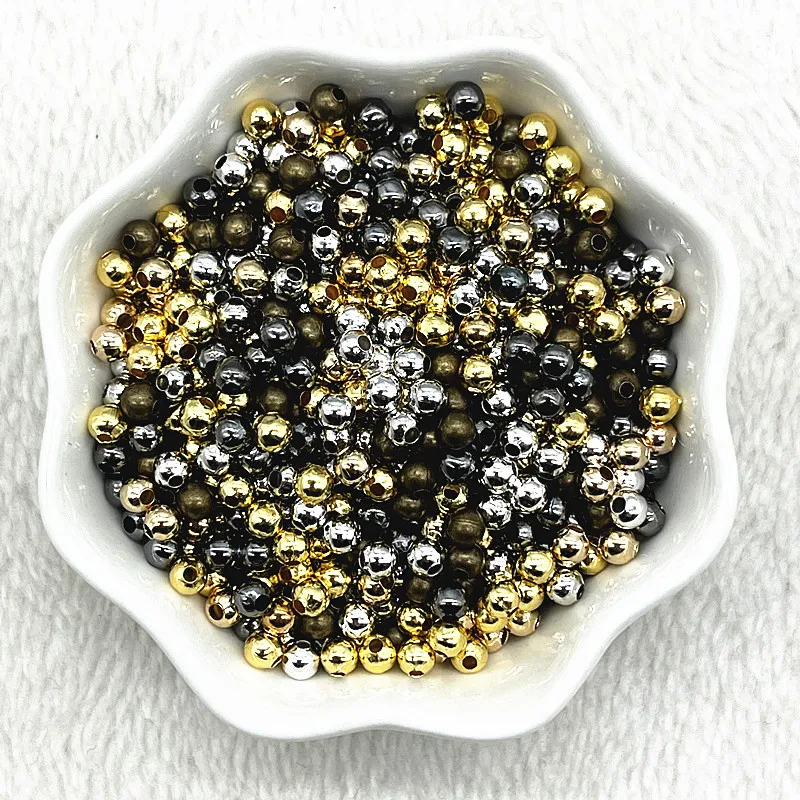 Elegant Plating Metal Beads: Smooth Ball Spacer for Jewelry Crafting and Handmade Accessories