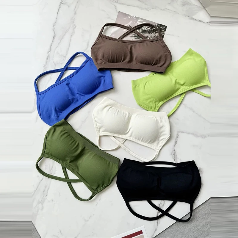 Nahtloser Yoga-Sport-BH für Damen mit verstellbaren, feinen Trägern, atmungsaktive Fitnessweste, schönes Rückendesign für das Training – Detail 10