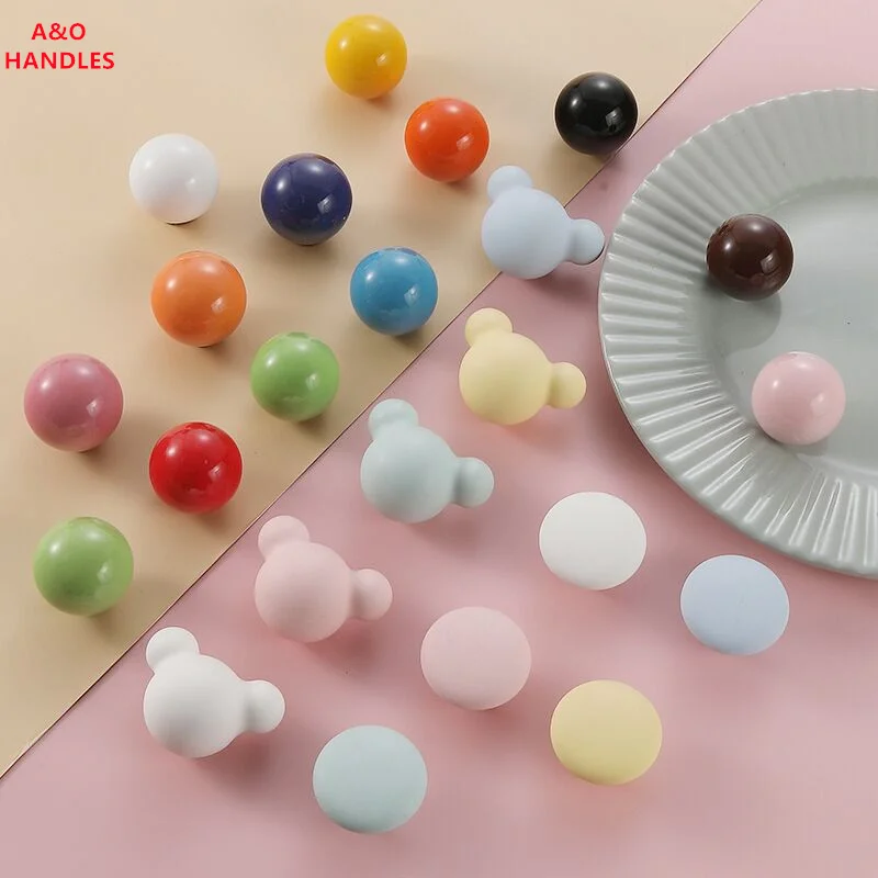 Handles Drawer Cabinet Furniture Kitchen Handles for Cabinet Knob Door Drawer Knob Colour Ceramics Rotundity Single Hole