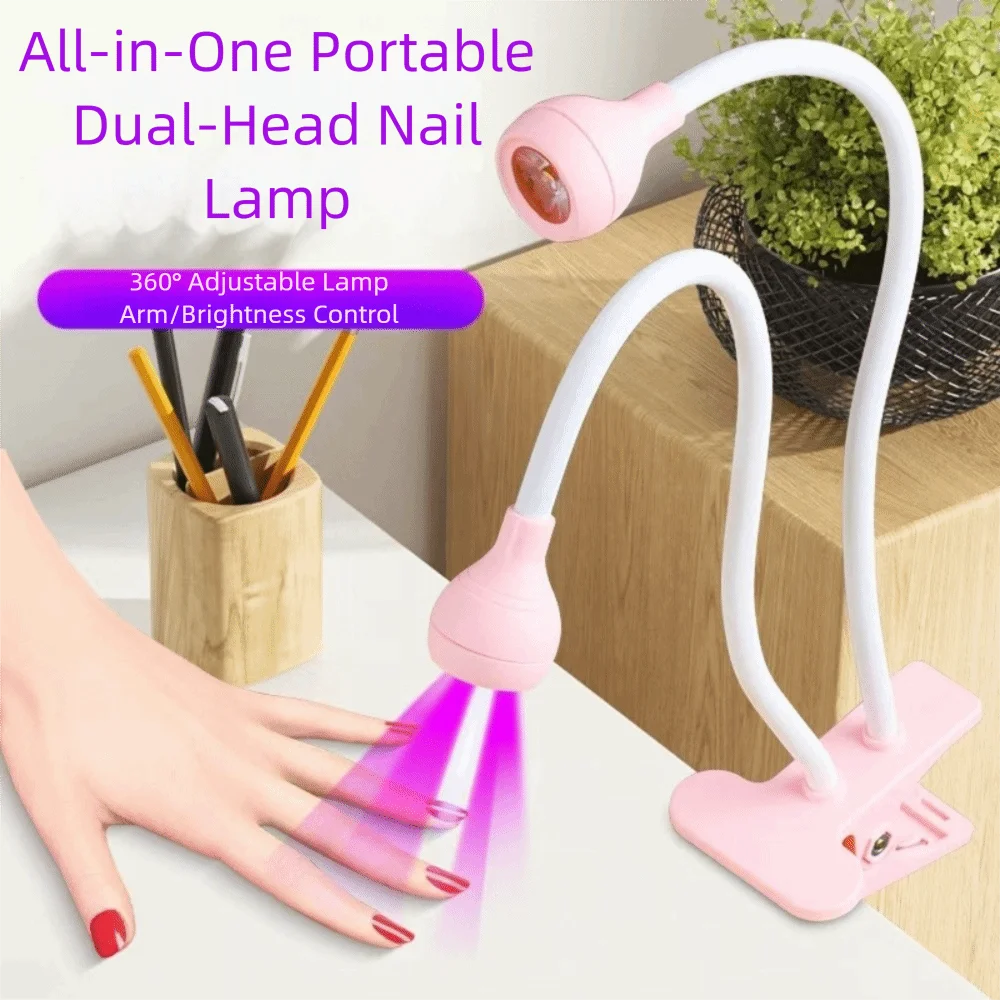 더블 헤드 LED 테이블 램프 USB 클립 램프 기숙사 램프 UV 경화 바이올렛 램프 유연한 휴대용 휴대 전화 수리 램프 책상