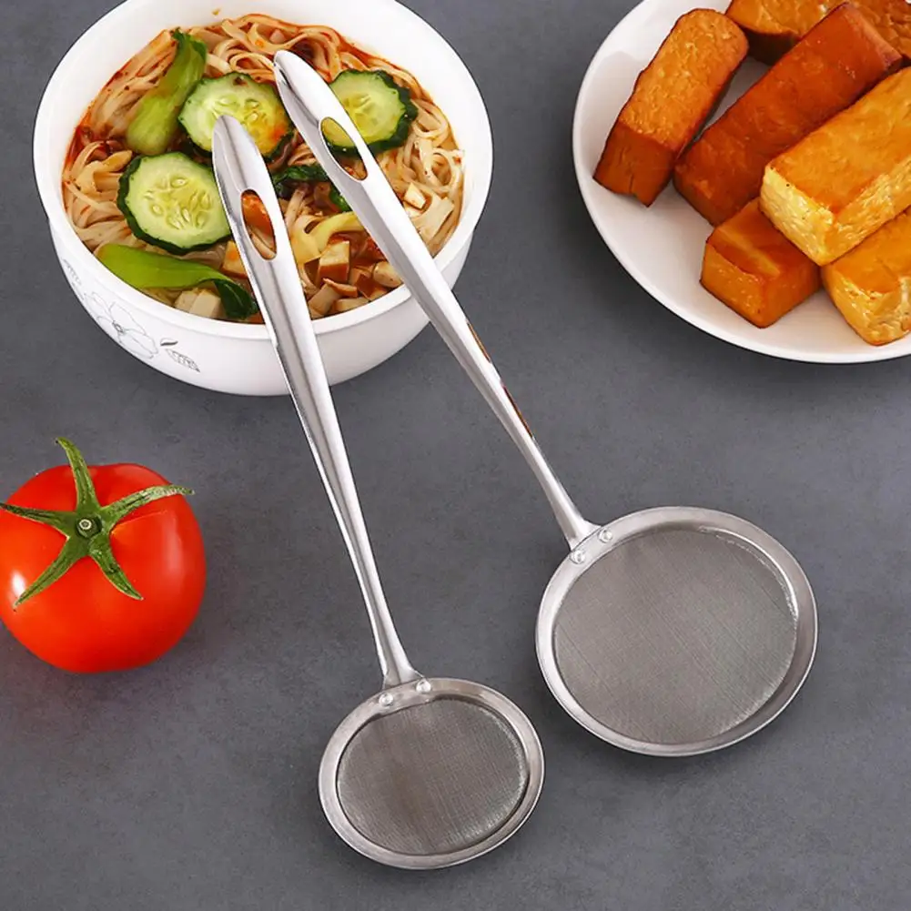 

3Pcs Sieve Spoon Durable Fine Mesh Stainless Steel Oil Filter Spoon Sturdy Long-lasting Strainer for Home Kitchen