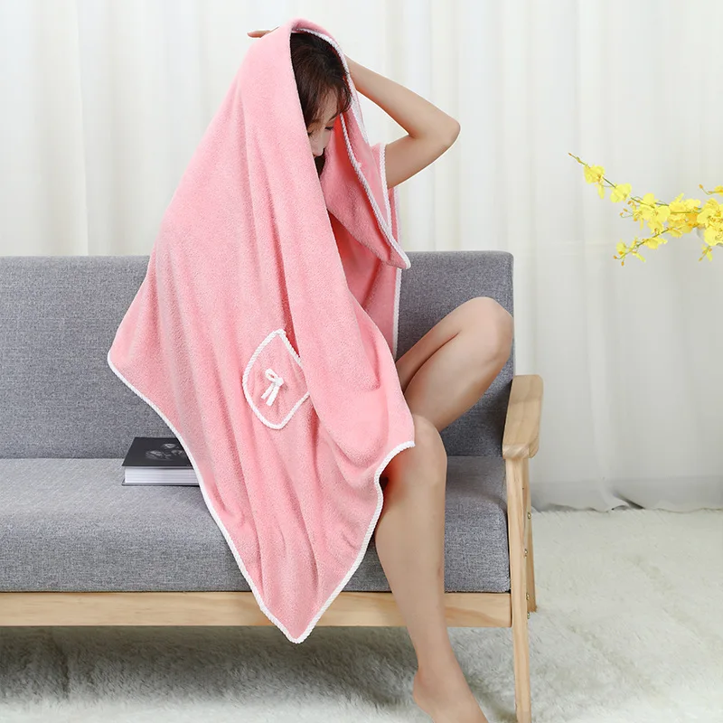 Women's Bath Towel with Straps Knee Length Adjustable Coral Fleece