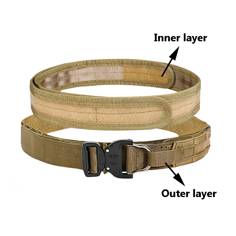 Cool Military Tactical Belt for Men Work Outdoor Hiking Heavy Duty Quick Release Nylon Web Rigger Belt with Inner and Outer