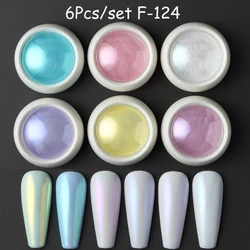 Aurora Iridescent Nail Art Glitter Powder - 6 Colors for DIY Manicure Decorations (F - 124)