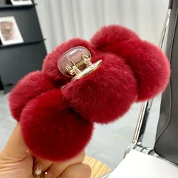 Luxurious Furry Hair Claw Clips - Stylish Korean Fashion Accessories (W22)
