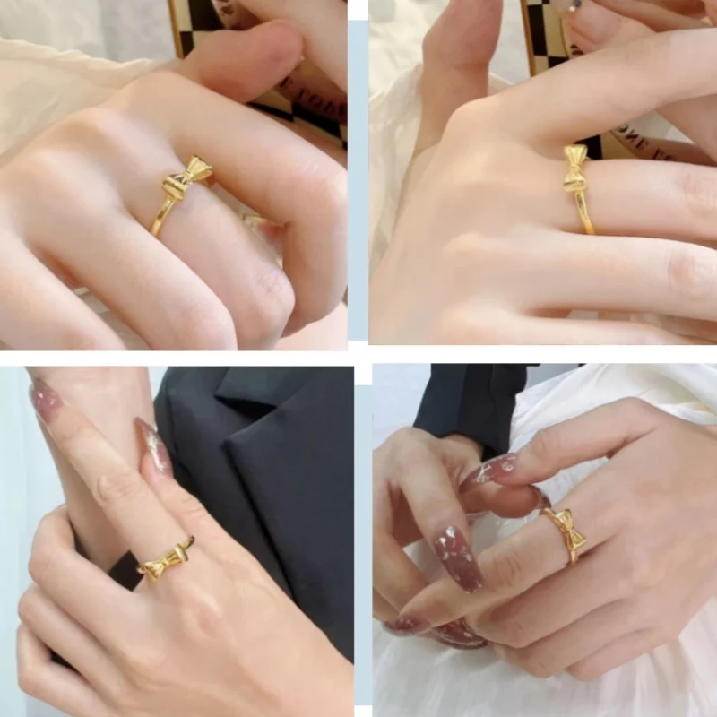 Finger Ring Minimalist Style Bow Ring for Women's Valentine's Day and Christmas Jewelry Gift
