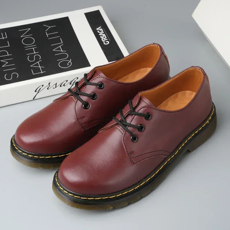 Thick-soled Black Outdoor Safety Shoes Cow tendon outsole Leather Work Shoes Casual Oxford Shoes Lace-up 38-46 38-46