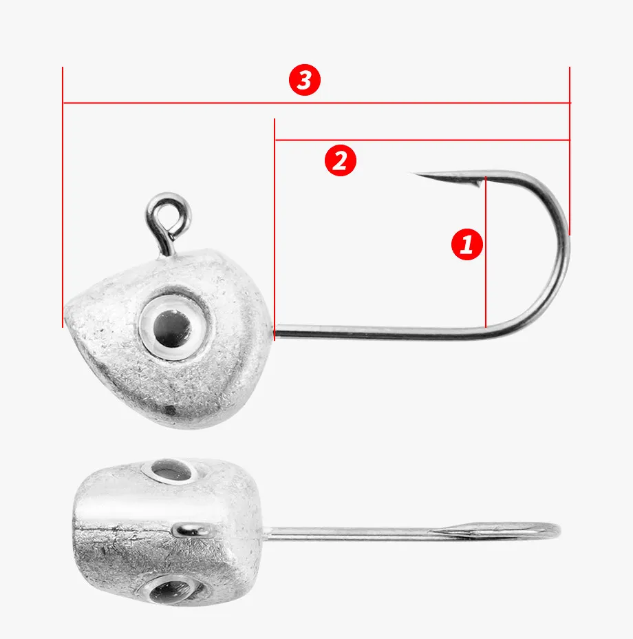 Description Picture 3 of item10pcs Mini Jig Head Hook 3D Eyes 0.5g 1g 2g 3g 4g 5g Bass Crappie Fishing Jig Hooks Soft Lure Worm Fishing Lure Hook