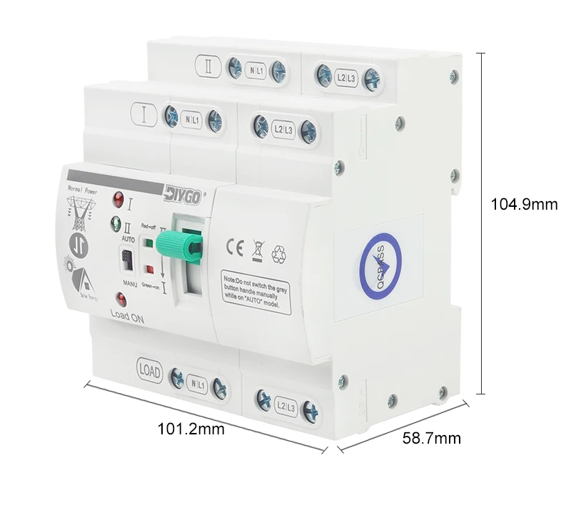 DGLBD-80 ATS Automatischer Transferschalter 2/4P PV/Solar unterbrechungsfreie elektrische Wahlschalter 80A 110/220V Din-Schiene Dual Power – Detail 8