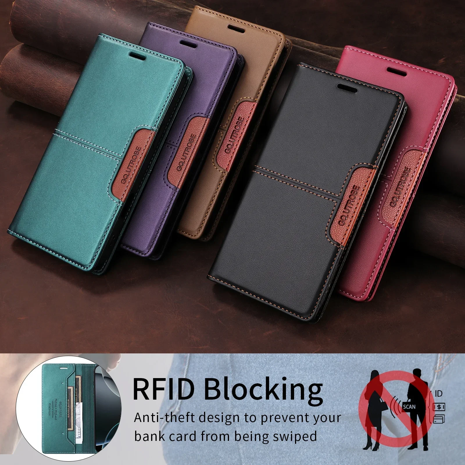 Luxury Business Leather Phone Case with Magnetic Flip Wallet and Card Slot