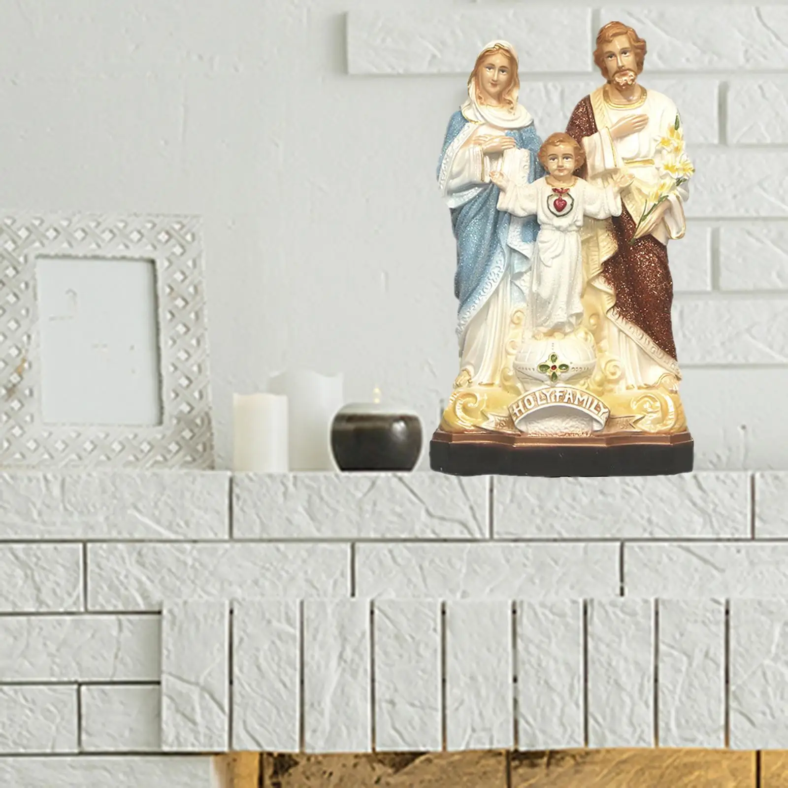 Holy Family with Child Figure Catholic Figurine Collectable Decor Jesus Standing Statues for Holiday Cabinets Religious Gifts
