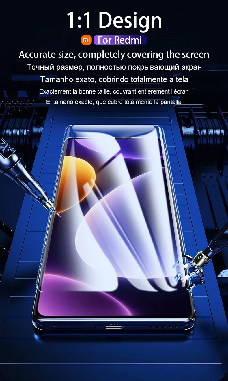 1/4 Stück Hydrogel-Folie für Redmi Note 14 13 12 10 11 9 Pro Plus 5G Displayschutzfolie für 13C 12C 10C A1 9C Note 11S 10S 7 8 T Pro – Detail 4