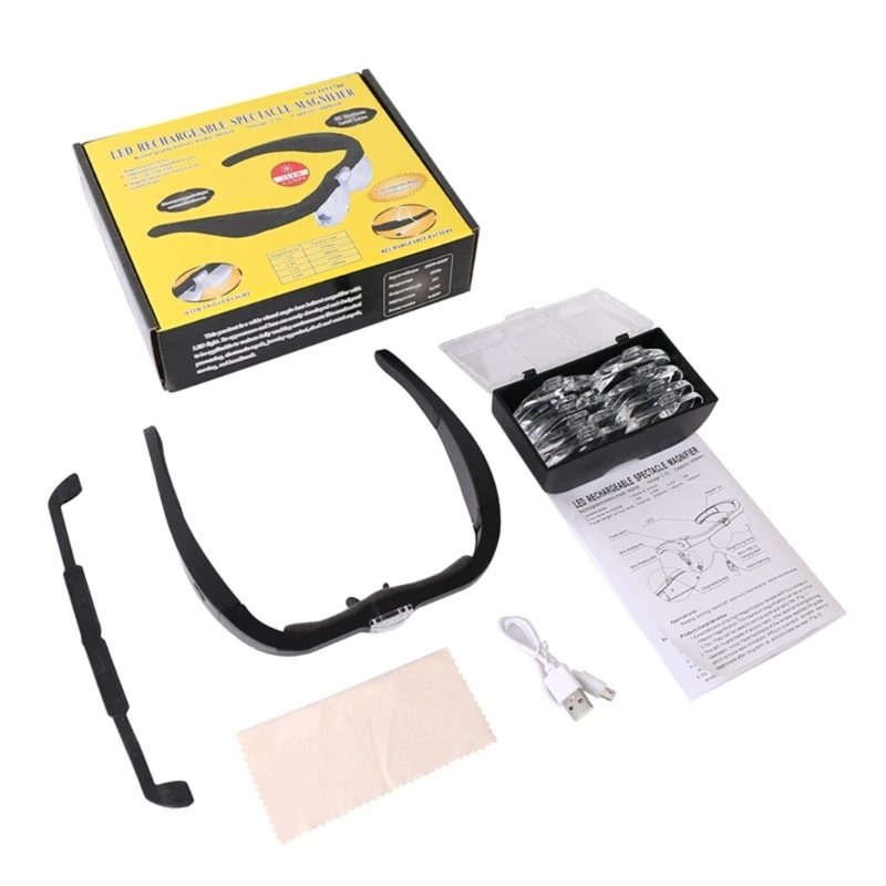 

Upgraded LED Illuminated Headband Magnifier Visors Hands Magnifier Loupes