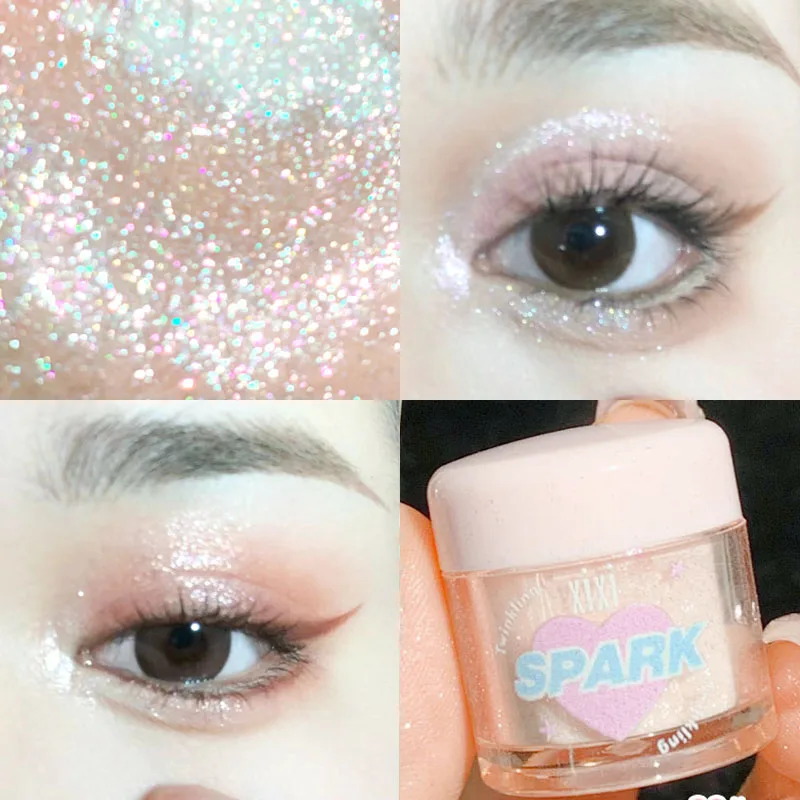 Gilded Pink Pearl Highlighter Powder High Gloss Glitter Loose Powder White Moonlight Shimmer Powder Face Body Highlight Makeup 4