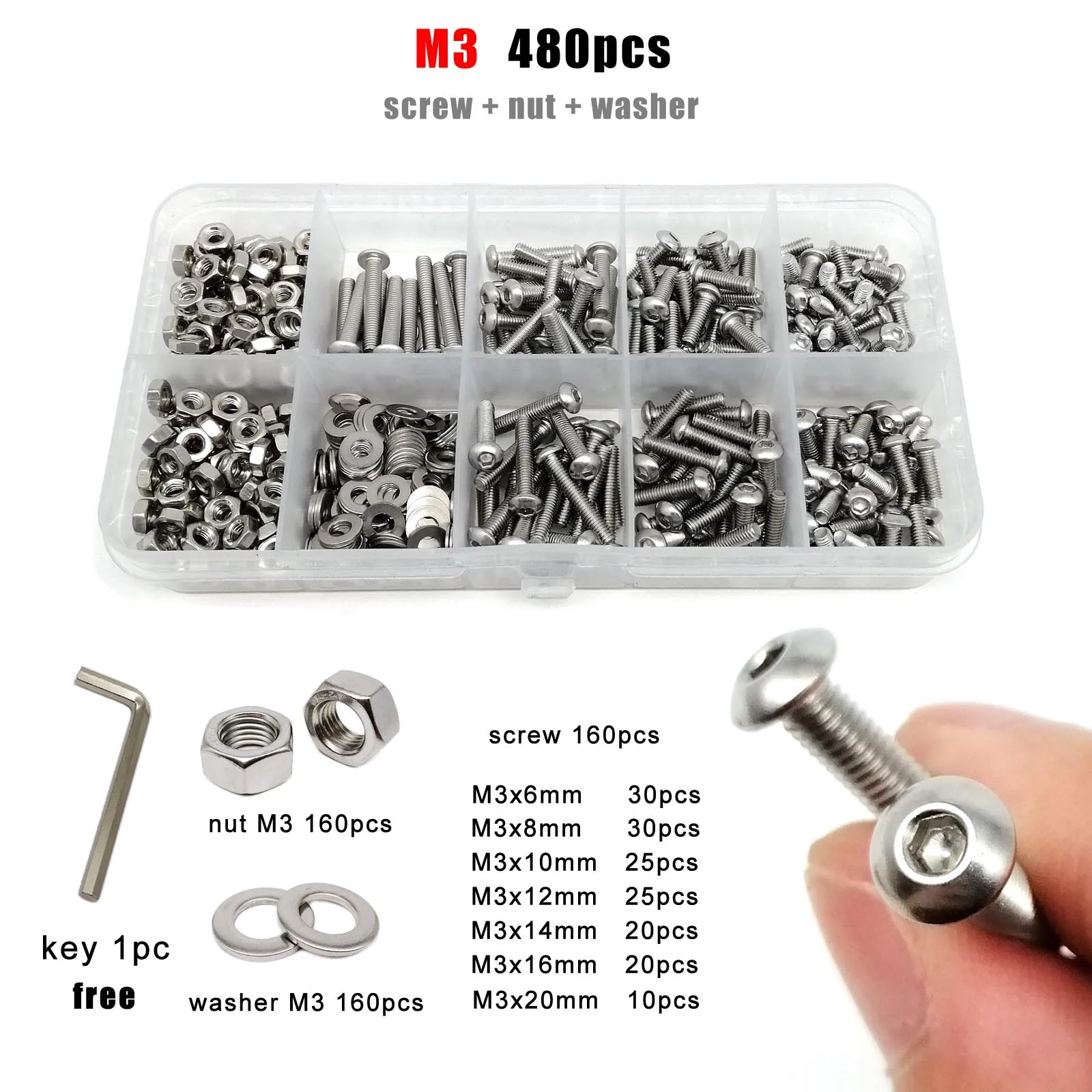 M4x20mm 304 en acier inoxydable à six pans creux fraisée Vis à tête