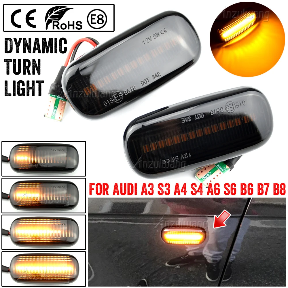 

Flowing Water Blinker LED Dynamic Turn Signal Light For Audi A3 S3 8P A4 B6 B8 B7 S4 RS4 A6 S6 C5 Side Marker Flashing Indicator