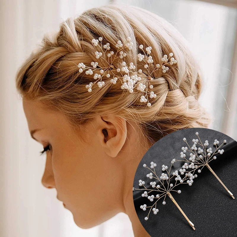 Jewelry Pearlet Bride Handmade Flower Crystal Pearls Bridal Hair Pins Set Wedding Hair Decor Accessories For Women 2pcs jewelry accessories jewelry set hair accessory bridal headwear pearl hairpins