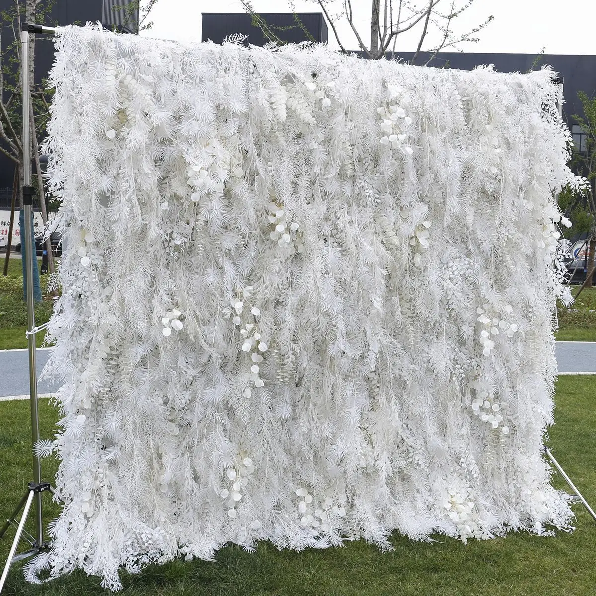 Luxury White Feather Cloth, Pampas Grass Fabric, Roll Up, Reed, Pampas Grass Curtain, Floral Wall, Wedding Backdrop, Party Event