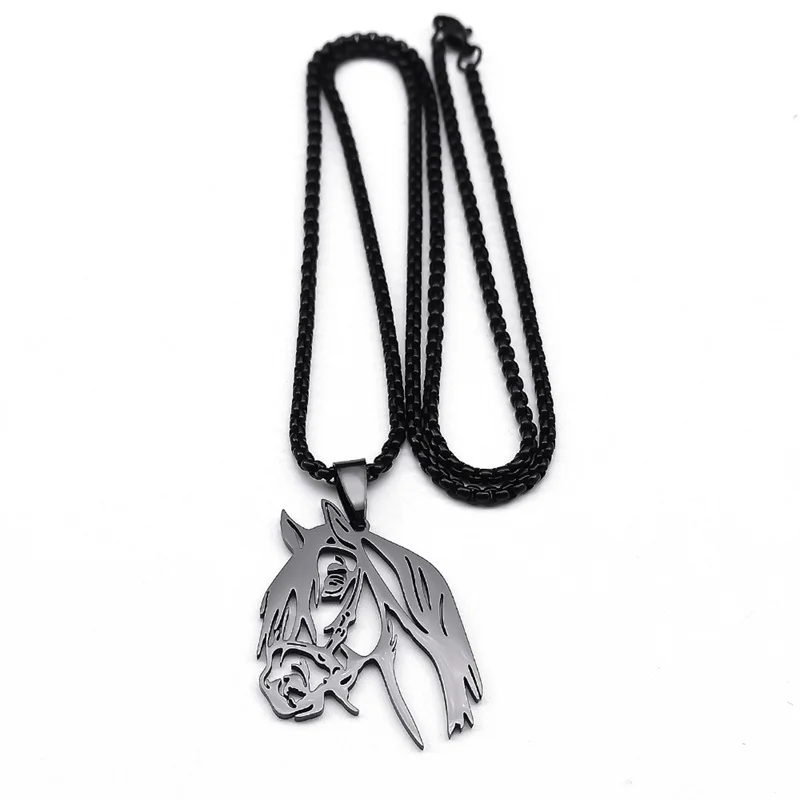 Gotische Halskette mit Pferdekopf-Anhänger für Damen/Herren, Edelstahl-Tierketten-Halsketten, Geschenk für Pferdeliebhaber, Schmuck, Colgantes N6331S6 – Detail 8